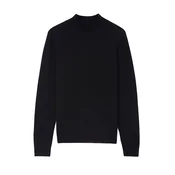 GOBI Cashmere Pulover Womens Essential Cashmere Mock Neck Sweater črn denim