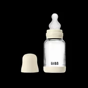 BIBS - Otroška steklena steklenička 120 ml, silikon - Ivory (počasni pretok)