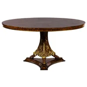 Casa Padrino luxury baroque dining table dark brown marquetry/gold A� 150 cm - Round baroque style solid wood kitchen table - Luxury dining room furniture in baroque style - Baroque furniture