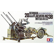 Tamiya maketa-miniatura Nemški 20 mm Flakvierling 38 z Sd.Ah.52 • maketa-miniatura 1:35 artilerija • Level 2
