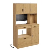 SoBuy Kuhinjska omarica Svetli Hrast 100x40x170cm FSB98-L-E-N, (5000345764)