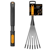Fiskars grablje za rože ONECLICK z ozko glavo + kratek ročaj 29 cm