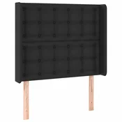 Vidaxl Vzglavje z ušesi črno 93x16x118/128 cm umetno usnje