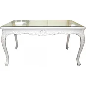 Casa Padrino baroque dining table with glass top white - Dining room table in baroque style - Baroque style dining room furniture - Baroque furniture