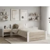 Ljubki dom Postelja IKAROS DOUBLE 90 x 200 cm, bela/hrast sonoma Posteljno dno: Letveno posteljno dno, Vzmetnica: Vzmetnica Somnia 17 cm
