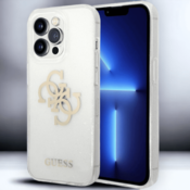 Guess Ovitek Guess Big 4G Full Glitter za iPhone 14 Pro Max - prozorna (GUHCP14XPCUGL4GTR)
