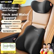 Witgoer Set jastuka za vrat i leda za auto sedište, 35x17x8 cm, Crni