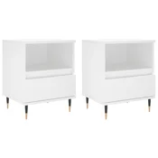 Vidaxl Nočna omarica 2 kosa bela 40x35x50 cm inženirski les