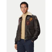 Aeronautica Militare Usnjena jakna 262PN0968U100839 Temno bež Regular Fit