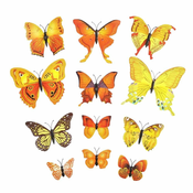 Northix 12 kosov rumenih okrasnih 3D papirnatih metuljev za stene