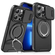 Maska za mobilni telefon iPhone 13 Pro CAMSHIELD RING STAND, Crna