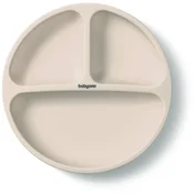 BABYONO Silikonski krožnik s priseskom - beige 6m+