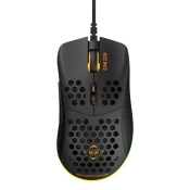 DELTACO GAMING Ultra-Light Gaming Miš, 6400 DPI, RGB, Gumeni Bočni Grip, Crni
