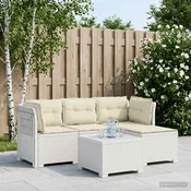 Vidaxl 4-sedežna vrtna sofa z blazinami, rattan videz PP Bela