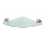 Kotna steklena polica OMEGA E 250 x 250 mm, kromasta - Kromasta - 144 - Kromirana medenina - Vijaki - Okrogla - Bemeta - OMEGA - 255x55x255 mm - Polica
