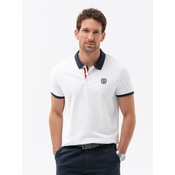 Ombre Mens polo shirt with colorful accents - white