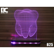 Black Cut 3D Lampa Zub Roze