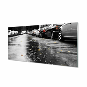 tulup.si Slika na akrilnem steklu Avto jesensko listje v cestnem prometu 120x60 cm 4 obešalnika