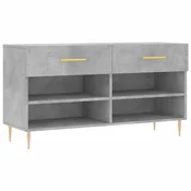 Vidaxl Regal za čevlje betonsko siv 102x35x55 cm inženirski les
