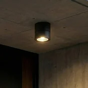 Lindby LED stropni reflektor Nolivar, črn, O 9 cm, IP54 - Kopalnica - Sodobni - črna, prozorna - Aluminij