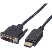 ROLINE Roline DisplayPort / DVI adapterski kabel DisplayPort  vtič\, DVI-D 24+1-polni vtič 2.00 m črna 11.04.5610 zaščiten DisplayPort kabel, (20418912)
