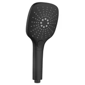 Hand massage shower with button, 3 functions, Silicone Nozzles, 109x109mm, ABS/black matt - Črna mat barva - Sapho - 24 - Plastika - Kvadratni - 109 - 258 - 65 - 14