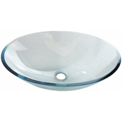 Stekleni ovalni umivalnik PURE, 52 x 37,5 cm - 24 - 37.50 - Steklo - Stojalo - Ne - Sapho - BEAUTY - 52.00 - Brez odprtine - Oval/Ellipse - Umivalnik za namestitev na polico - 52x13,5x37,5 cm