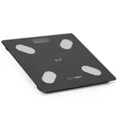 springos Elektronska tehtnica za kopalnico, zmogljivost 180 kg, z zaslonom LCD iz kaljenega stekla, črna barva, s povezavo preko aplikacije., (5000197627)