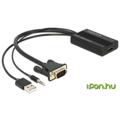 adapter DELOCK, VGA (M) na HDMI (Ž), audio stereo (M), USB napajalnik