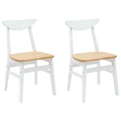 Vidaxl Jedilni stoli 2 szt. Bela 42 x 47,5 x 81 cm Masivno gumovo les