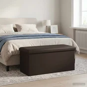 vidaXL Zložljiva shranjevalna klop Rjava 180 kg 80 L 77 x 38 x 38 cm
