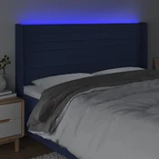 Vidaxl vidaXL Vzglavje postelje z LED modro 203x16x118/128 cm blago