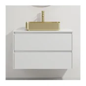 Kopalniška omarica z umivalnikom TRONDHEIM/LJORDAL 90x57x46 cm bela/medenina