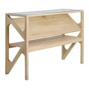 Stranska mizica s stekleno mizno ploščo v svetli naravni barvi 41x119 cm Yuki – Light & Living