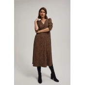 Marisse Brown Leopard Print Midi Dress