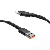 mobilNET pleten kabel USB na Lightning 2M 3A, črn