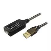 Kabl USB A - USB A m/f produžni sa pojacivacem 10m
