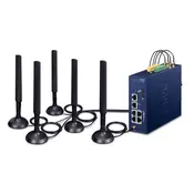 Planet LCG-300-NR-US IP30 Industrial IoT LoRaWAN + 5G NR Cellular Gateway with 5-Port 10/100/1000T - US915 MHz