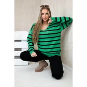 Sweater set Striped sweatshirt + Trousers green