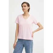 Bombažna kratka majica Pepe Jeans ženski, roza barva