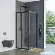 Aquaestil Savana 90 kvadratni paravan za tuš kadu - Aquaestil - 90 x 90 cm*** mogucnost narudžbe i u dimenzijama 80x80 i 100x100 cm.Cijena na upit. - Kaljeno staklo 6 mm - Crna*** mogucnost narudžbe silver i bijelog profila.Cijena na upit. - Prozirno*** mogucnost narudžbe reljef stakla.Cijena na upit.