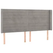 Vidaxl Vzglavje z ušesi svetlo sivo 183x16x118/128 cm žamet