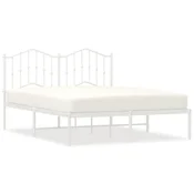 Vidaxl Kovinski posteljni okvir z vzglavjem bel 135x190 cm