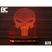 Black Cut 3D Lampa Skull RGB