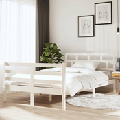 Greatstore Posteljni okvir bel iz trdnega lesa 120x190 cm 4FT
