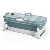 shumee Zložljiva silikonska kopalna kad Blue Portable Bath Home SPA 136 cm