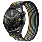 BStrap Velcro Nylon pašček za Garmin Vivoactive 4, black rainbow