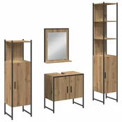 Vidaxl Komplet pohištva za kopalnico 4 szt. Rjava 33 x 33 x 185.5 cm