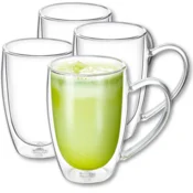 shumee Wilmax dvostenski termični kozarci z ročajem | komplet 4 kozarcev za latte macchiato | komplet 4 kozarcev za latte macchiato | kozarci za kapučino z ročajem | kozarci za kavo