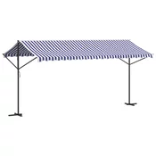 MAISON CHIC Prostostoječa tenda - Senčniki modra in bela 500x300 cm krem blago jeklo, (22039961)